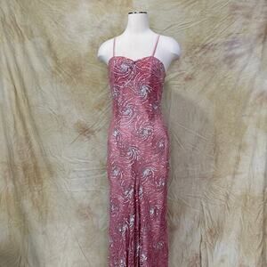 Gorgeous Vintage Pink Lace Sequin Gown